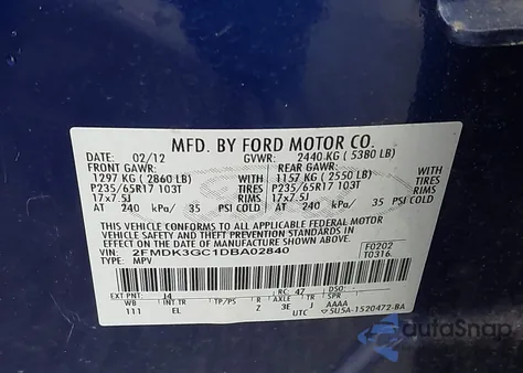 2013 Ford Edge Se z USA, uszkodzony, nr VIN 2FMDK3GC1DBA02840